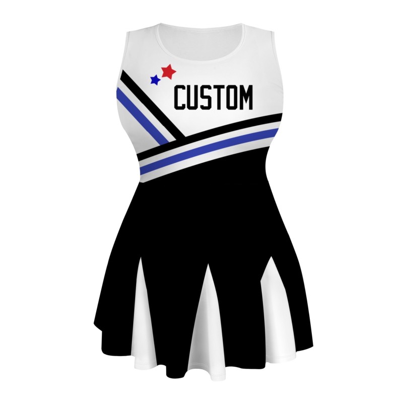 Custom Black White Stylish One-Piece Cheerleading Uniform
