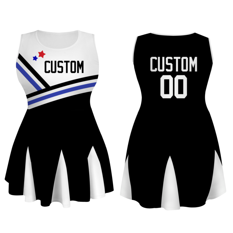 Custom Black White Stylish One-Piece Cheerleading Uniform