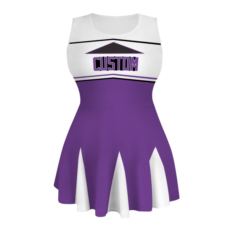Custom Purple Black Stylish One-Piece Cheerleading Uniform