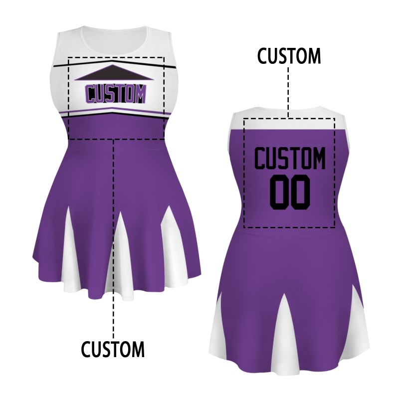 Custom Purple Black Stylish One-Piece Cheerleading Uniform