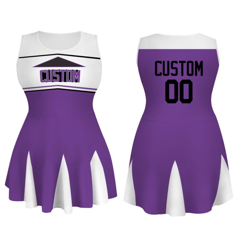 Custom Purple Black Stylish One-Piece Cheerleading Uniform