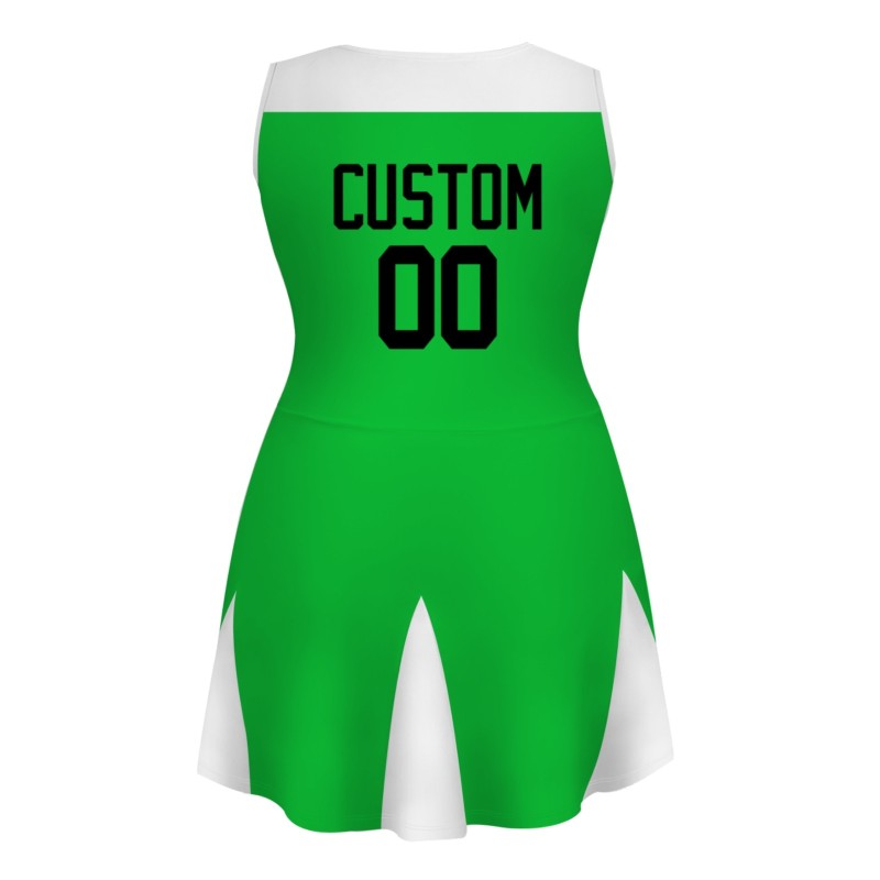 Custom Green Black Stylish One-Piece Cheerleading Uniform