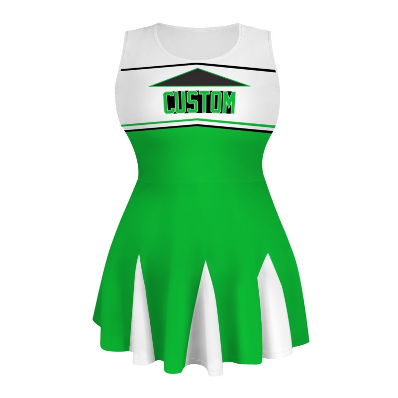 Custom Green Black Stylish One-Piece Cheerleading Uniform