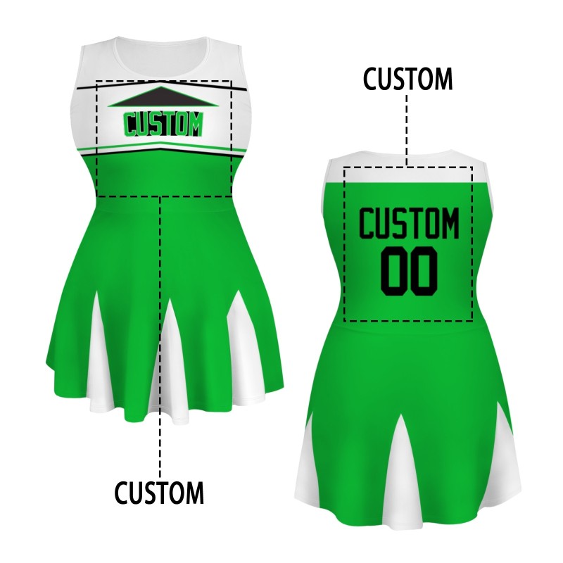 Custom Green Black Stylish One-Piece Cheerleading Uniform