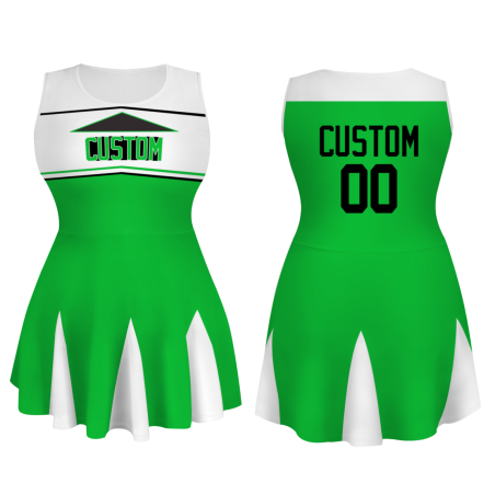 Custom Green Black Stylish One-Piece Cheerleading Uniform