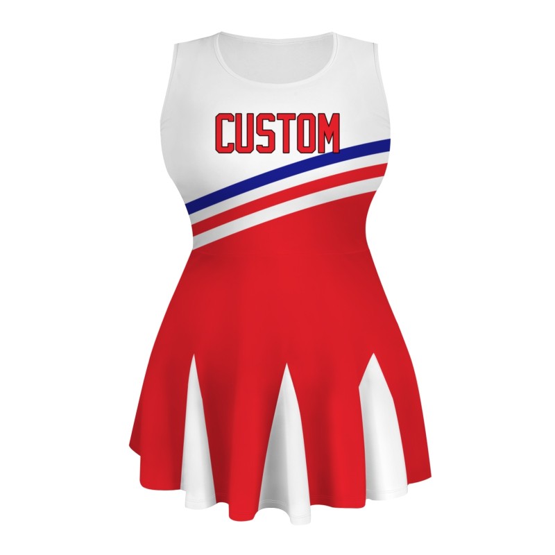 Custom Red White Stylish One-Piece Cheerleading Uniform
