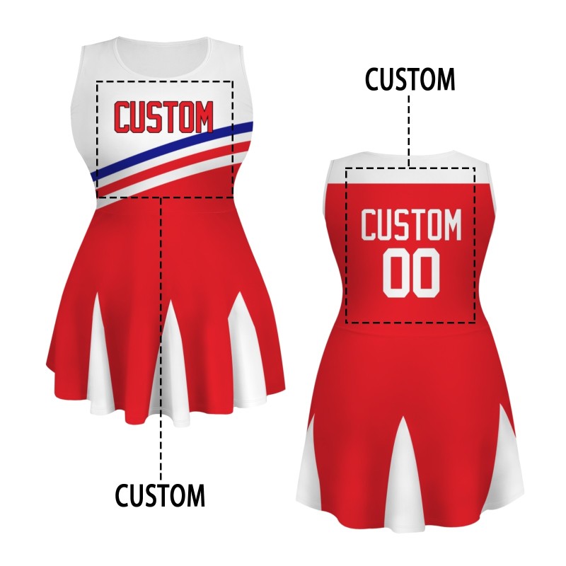 Custom Red White Stylish One-Piece Cheerleading Uniform