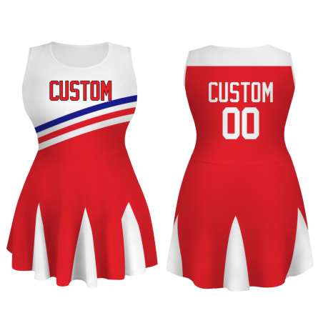 Custom Red White Stylish One-Piece Cheerleading Uniform