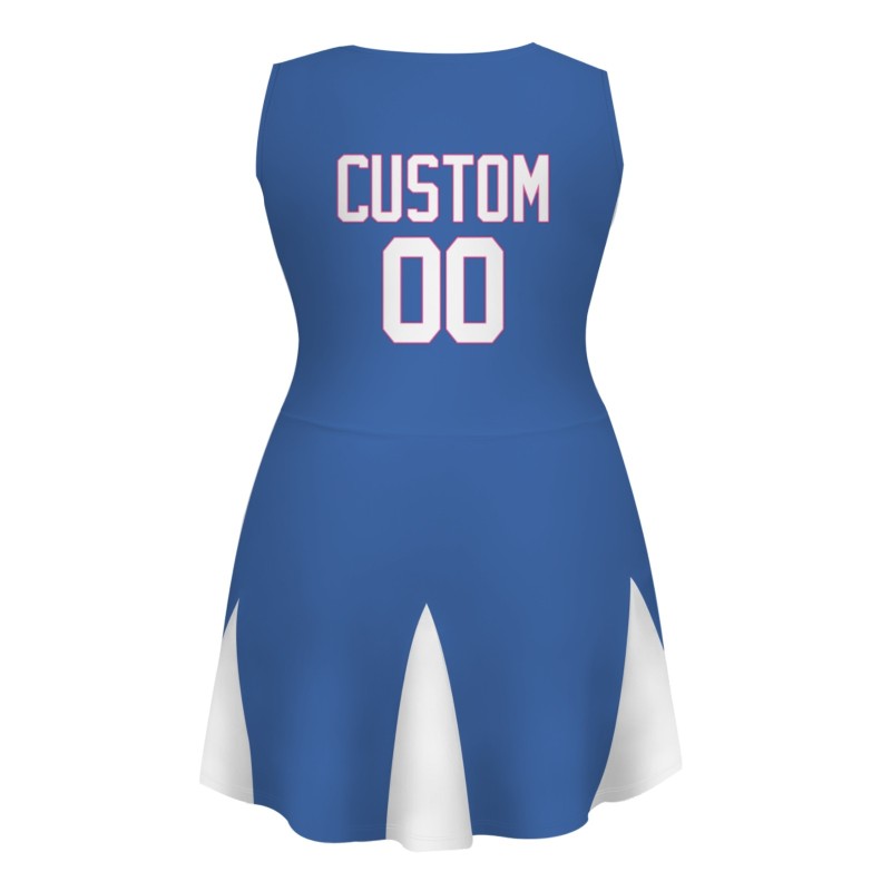 Custom Navy Blue White-Pink Stylish One-Piece Cheerleading Uniform