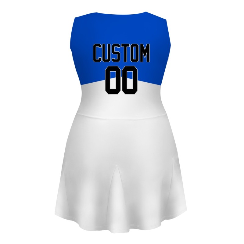 Custom Royal Blue Black-White Stylish One-Piece Cheerleading Uniform