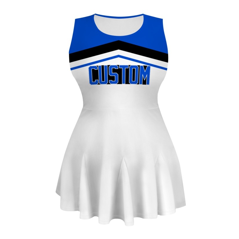 Custom Royal Blue Black-White Stylish One-Piece Cheerleading Uniform
