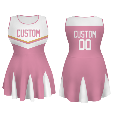 Custom Pink White Stylish One-Piece Cheerleading Uniform