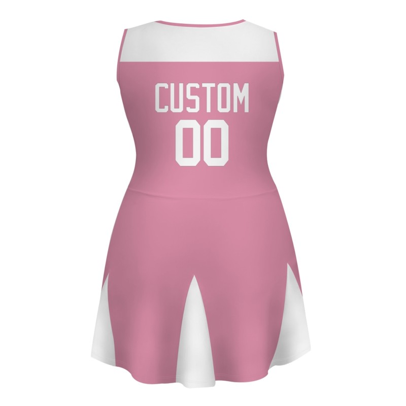 Custom Pink White Stylish One-Piece Cheerleading Uniform