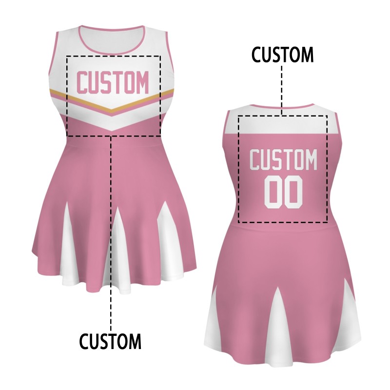Custom Pink White Stylish One-Piece Cheerleading Uniform