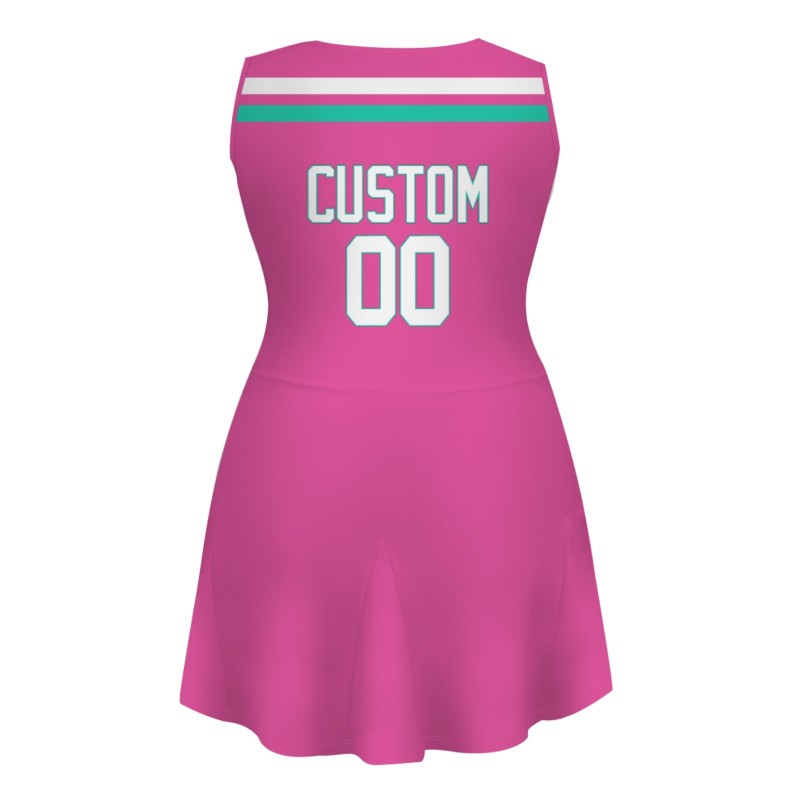 Custom Peach White-Green Stylish One-Piece Cheerleading Uniform