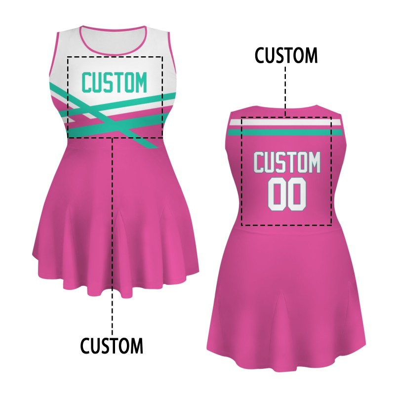 Custom Peach White-Green Stylish One-Piece Cheerleading Uniform