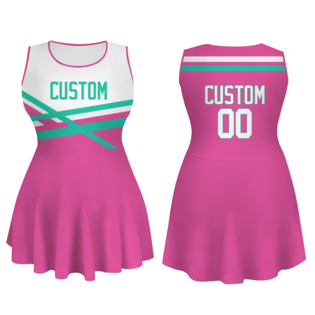 Custom Peach White-Green Stylish One-Piece Cheerleading Uniform