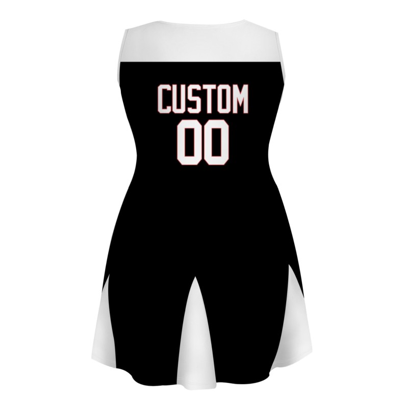 Custom Black White-Red Stylish One-Piece Cheerleading Uniform