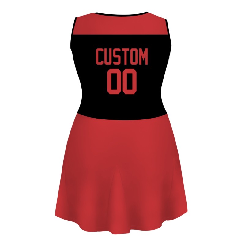 Custom Red Black Stylish One-Piece Cheerleading Uniform