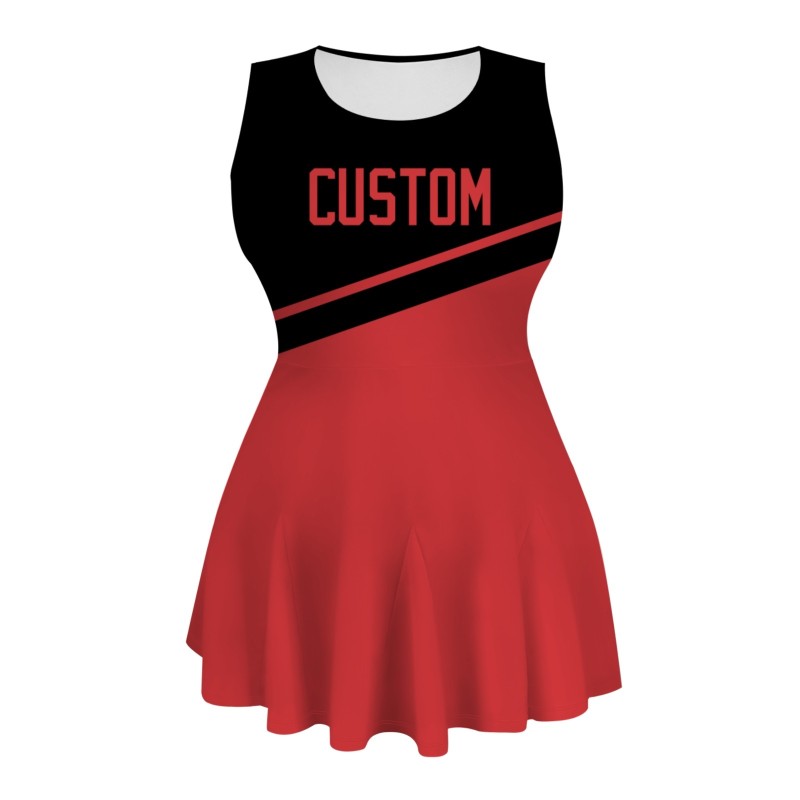 Custom Red Black Stylish One-Piece Cheerleading Uniform