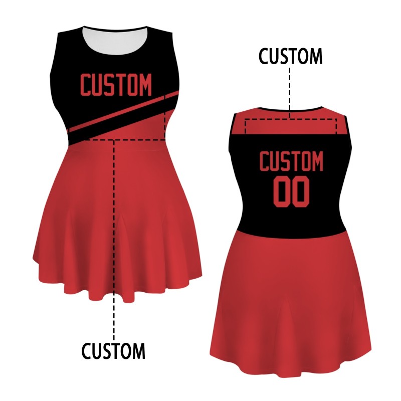 Custom Red Black Stylish One-Piece Cheerleading Uniform
