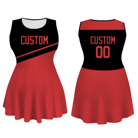 Custom Red Black Stylish One-Piece Cheerleading Uniform