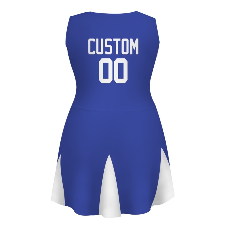 Custom Blue White Stylish One-Piece Cheerleading Uniform