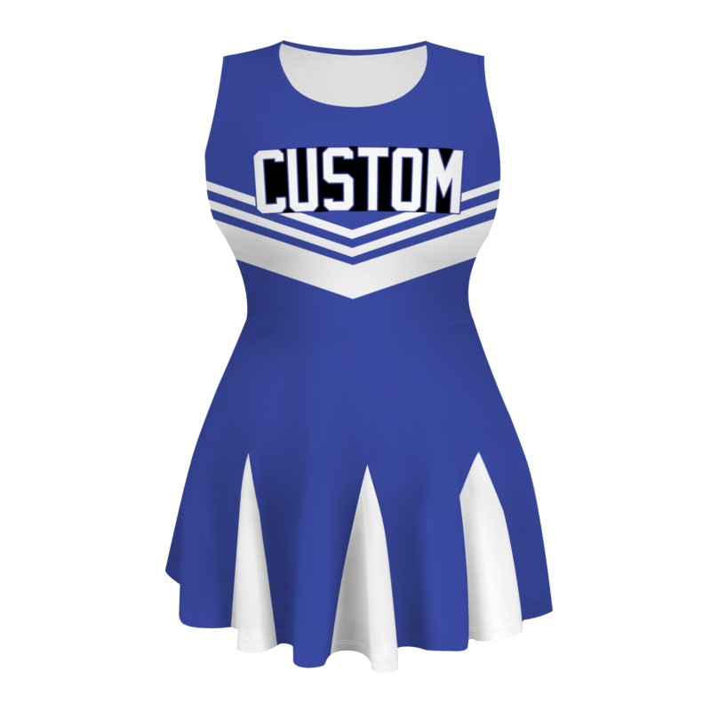 Custom Blue White Stylish One-Piece Cheerleading Uniform