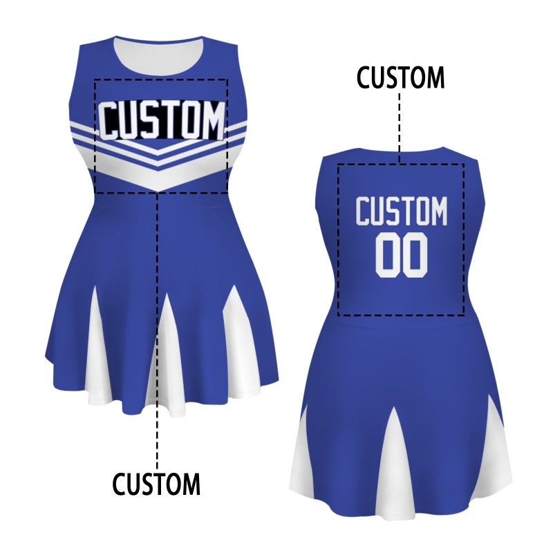 Custom Blue White Stylish One-Piece Cheerleading Uniform