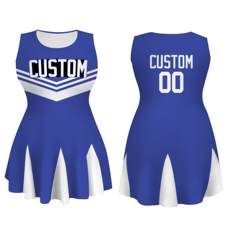 Custom Blue White Stylish One-Piece Cheerleading Uniform