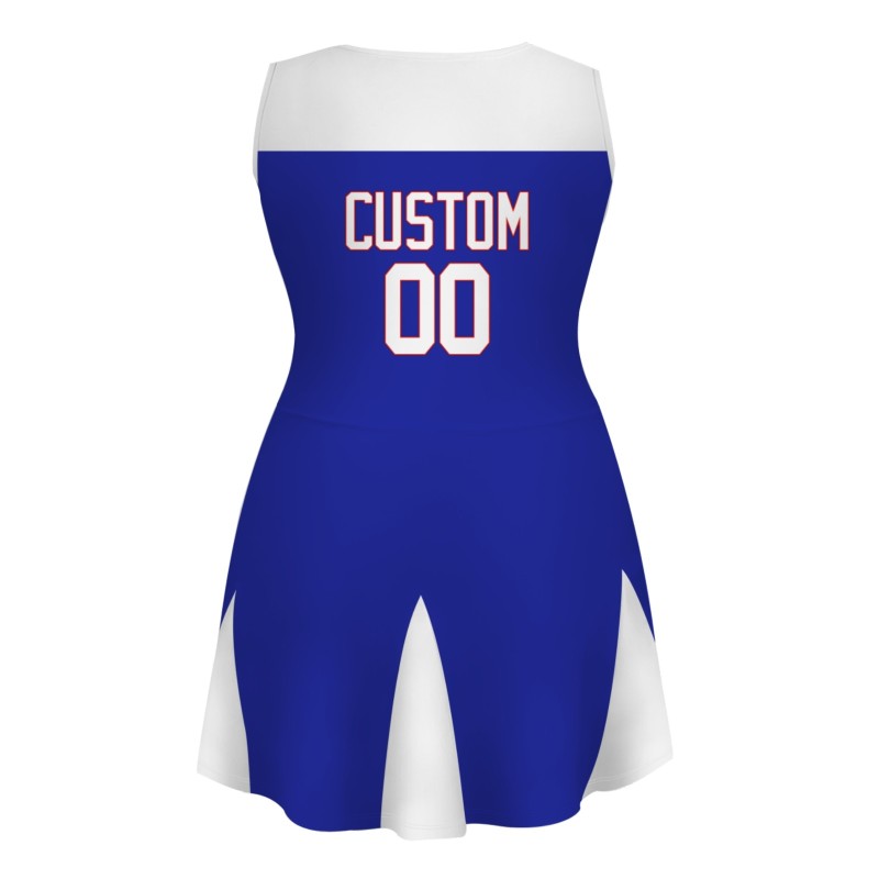 Custom Royal Blue White-Red Stylish One-Piece Cheerleading Uniform