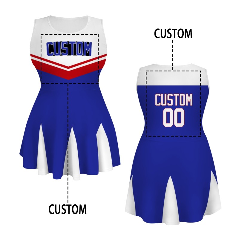 Custom Royal Blue White-Red Stylish One-Piece Cheerleading Uniform