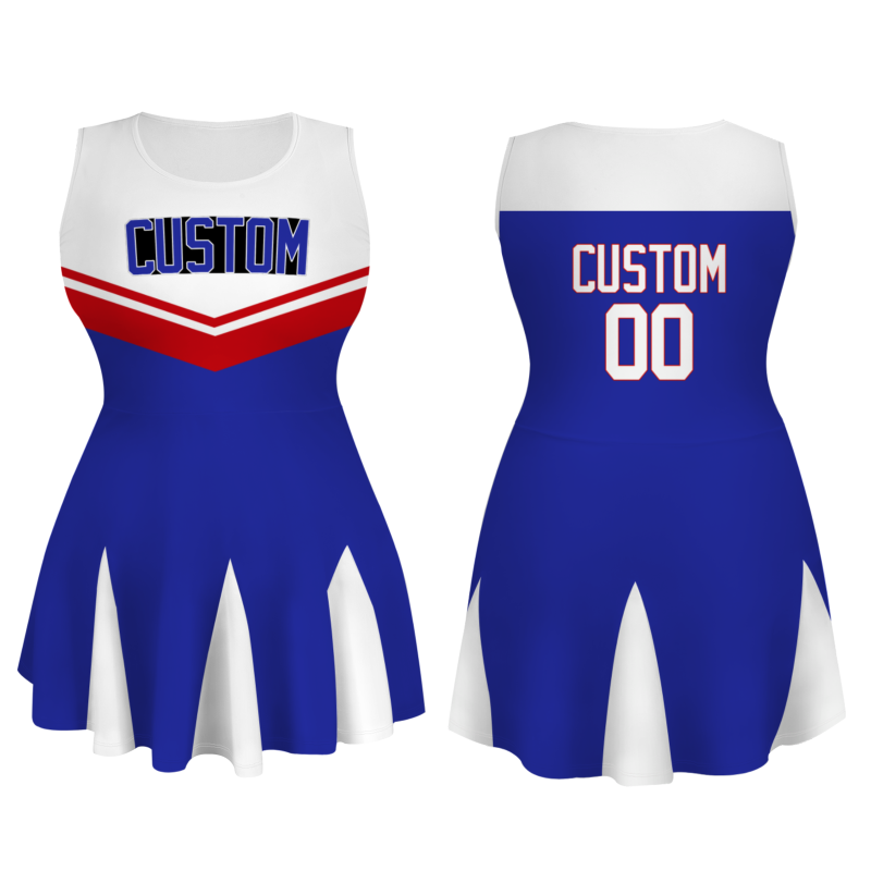 Custom Royal Blue White-Red Stylish One-Piece Cheerleading Uniform