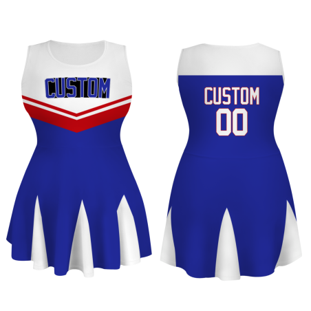Custom Royal Blue White-Red Stylish One-Piece Cheerleading Uniform