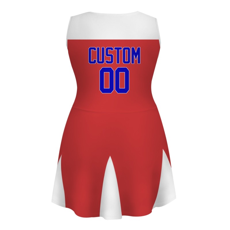 Custom Red Royal BlueWhite Stylish One-Piece Cheerleading Uniform