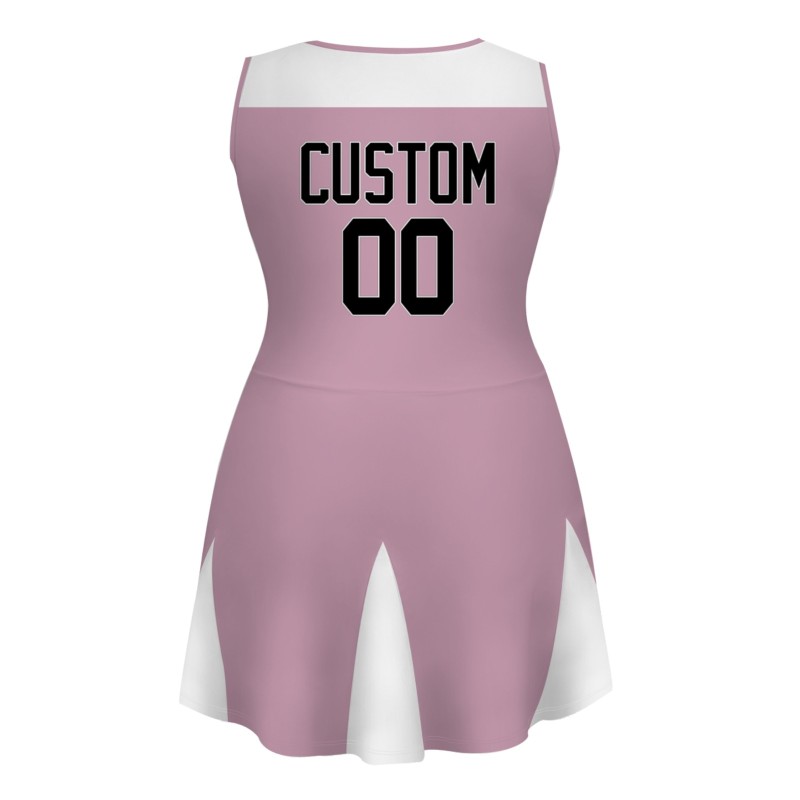 Custom Light Pink Black-White Stylish One-Piece Cheerleading Uniform