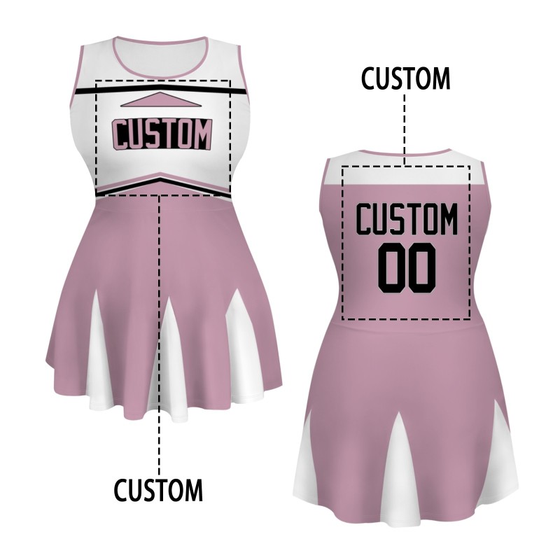 Custom Light Pink Black-White Stylish One-Piece Cheerleading Uniform