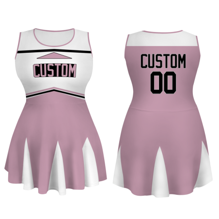 Custom Light Pink Black-White Stylish One-Piece Cheerleading Uniform