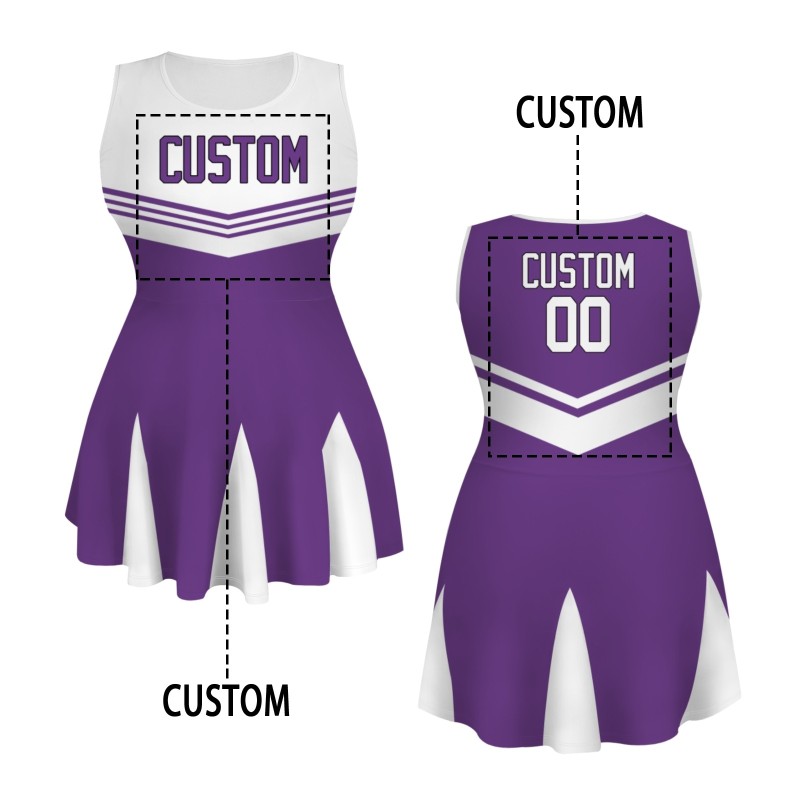 Custom Violet White-Black Stylish One-Piece Cheerleading Uniform