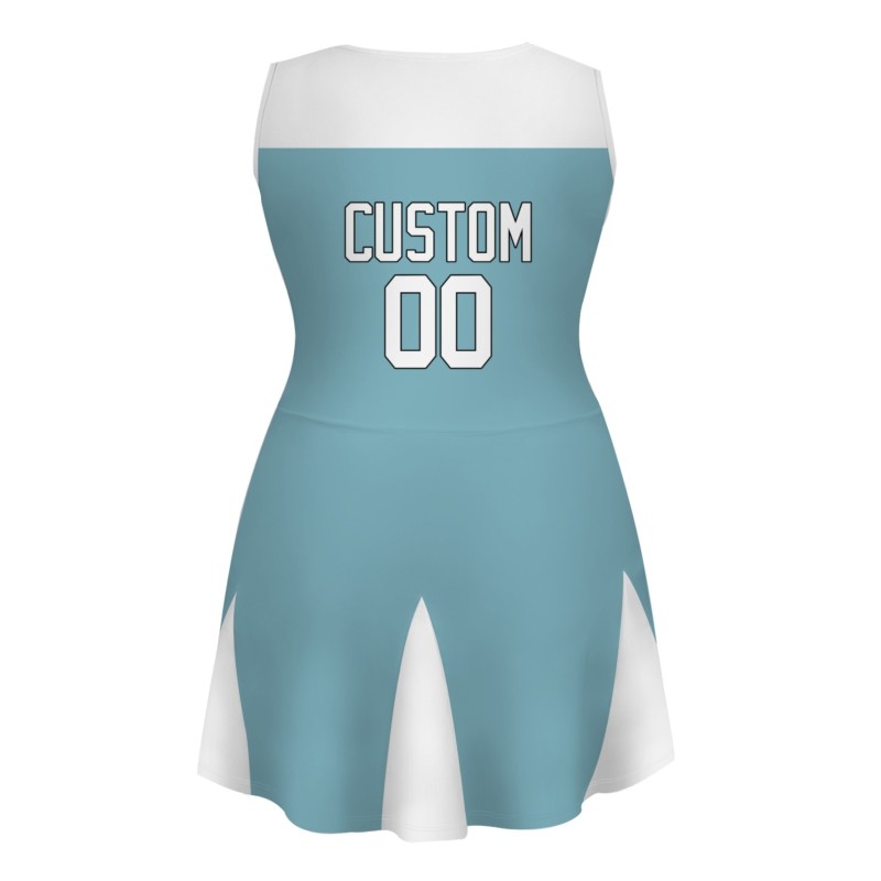 Custom Ocean Blue White-Black Stylish One-Piece Cheerleading Uniform