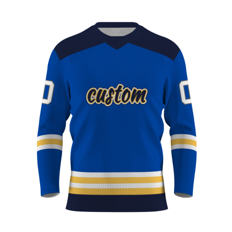 Custom Blue Navy-Yellow Personalized Fashion Classical Style Hockey Jersey
