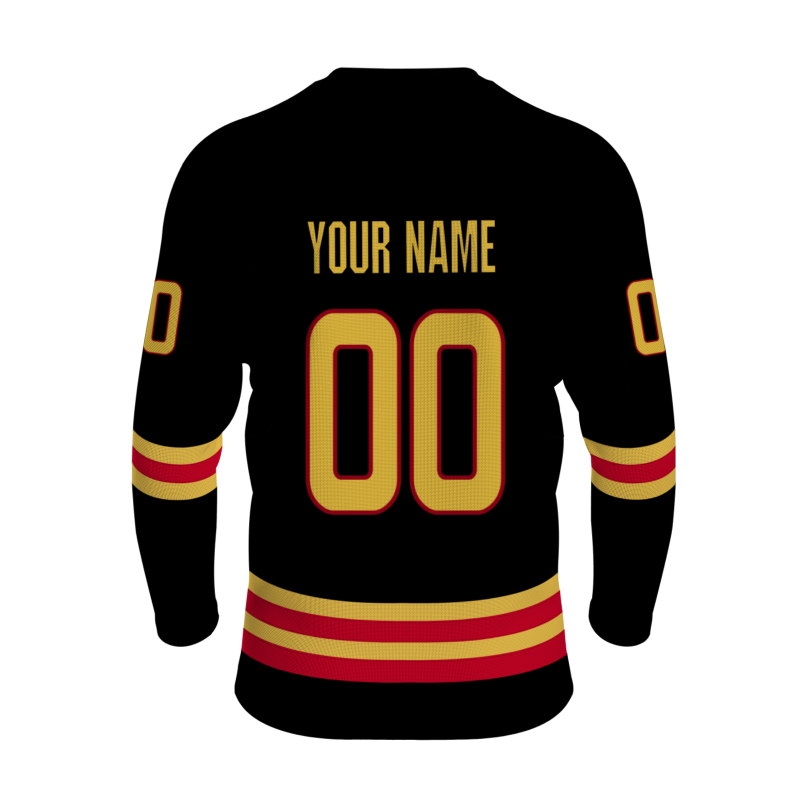 Custom Black Gold -Red Personalized Classical Style Hockey Jersey