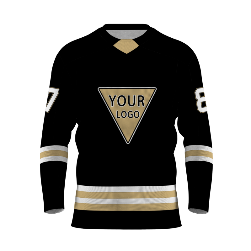 Custom Black Gold - White Personalized Fashion Classical Style Hockey Jersey