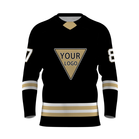 Custom Black Gold - White Personalized Fashion Classical Style Hockey Jersey