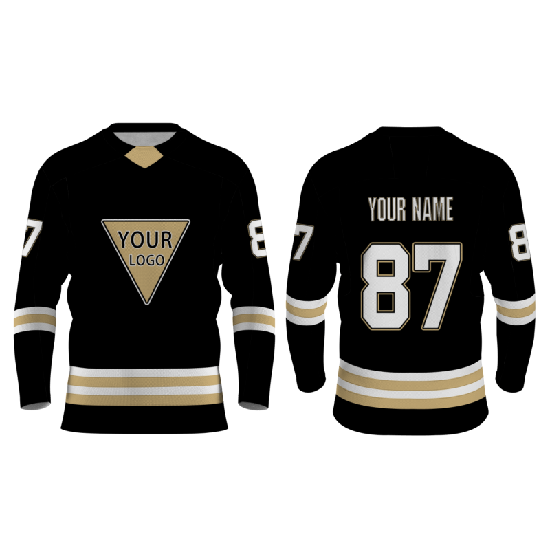 Custom Black Gold - White Personalized Fashion Classical Style Hockey Jersey