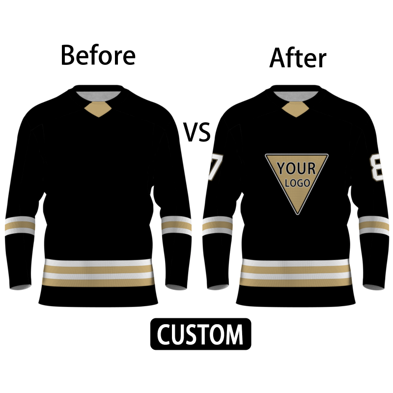 Custom Black Gold - White Personalized Fashion Classical Style Hockey Jersey