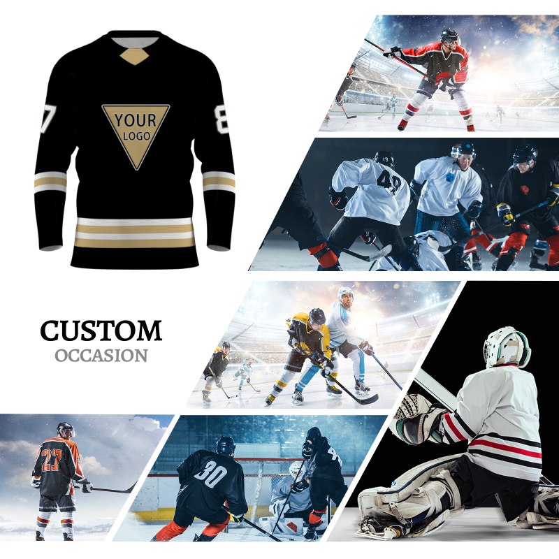 Custom Black Gold - White Personalized Fashion Classical Style Hockey Jersey