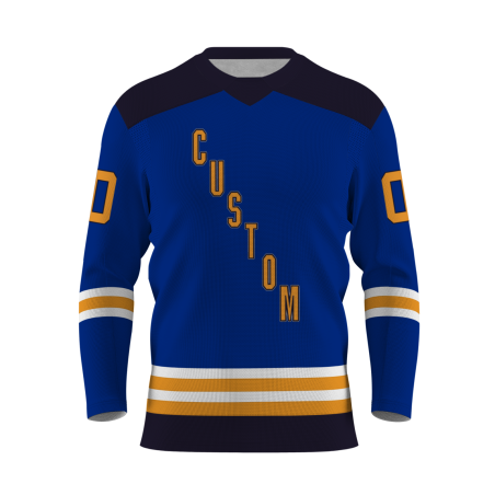 Custom Blue Navy Blue Gold - White Personalized Fashion Classical Style Hockey Jersey