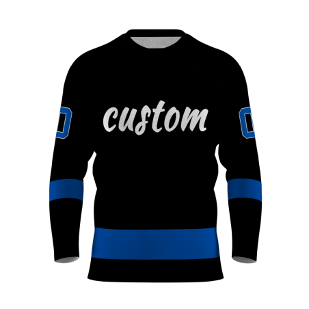 Custom Black Blue - White  Fashion Classical Style Hockey Jersey