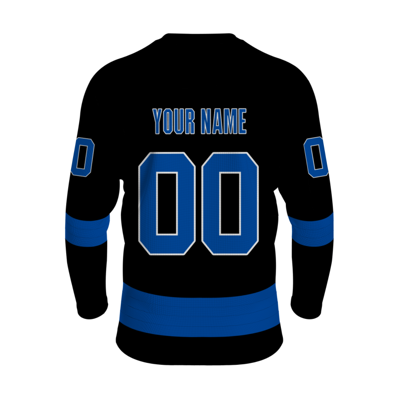 Custom Black Blue - White  Fashion Classical Style Hockey Jersey